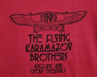 80's Vintage The Flying Karamazov Brothers Juggling and Cheap Theatrics Shirt Red
