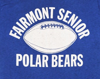 Vintage 80s Fairmont Senior Polar Bears Football West Virginia Blue T-Shirt