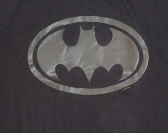 Vintage 70s 80s DC Comics Batman Logo Iron On T-Shirt, Black