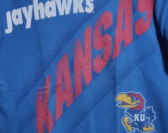 90s Vintage Kansas Jayhawks Kansas University T-Shirt Blue