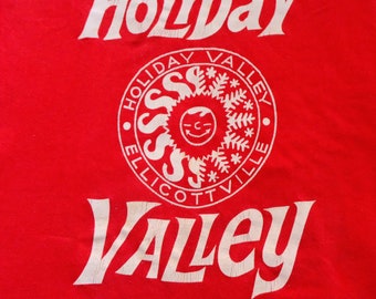 Vintage 70's Holiday Valley Ellicottville New York Red T-shirt