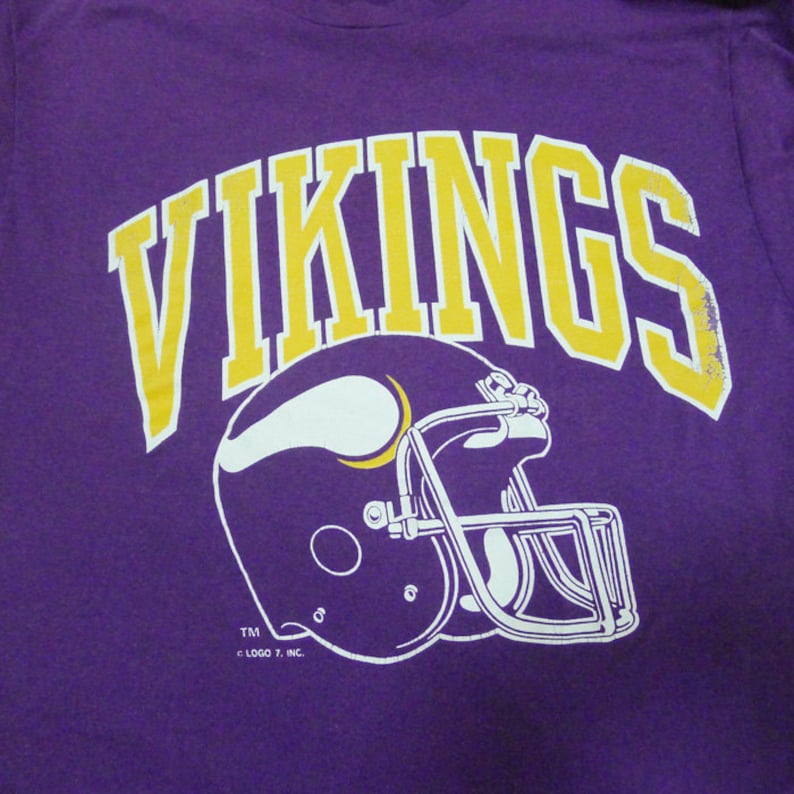 Vintage 80s Minnesota Vikings NFL Team Violet Tshirt Logo 7 Etsy