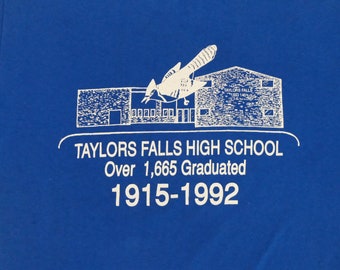 Vintage 90s 1992 Taylors Falls High School Bluejays Minnesota Blue T-Shirt