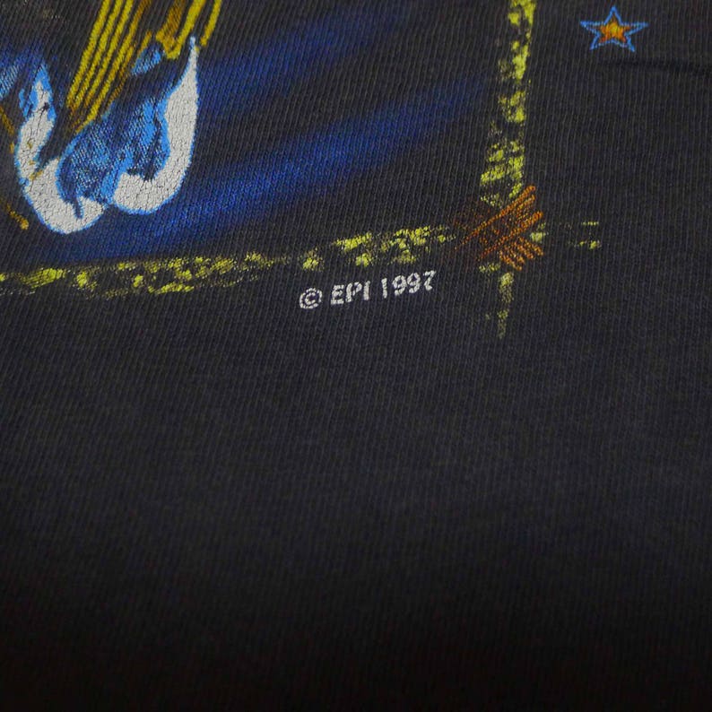 90's Vintage 1997 American Bald Eagle Colorado Faded Black T-shirt image 3