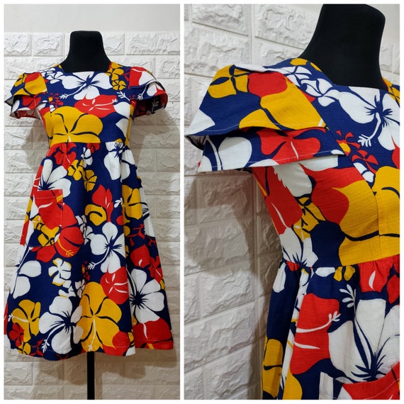 Vintage Aloha Mini Dress, 70's Vintage Hawaiian Tr