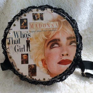Unique Handmade Who's That Girl Vinyl LP Record Handbag Han Upcycled Vinyl Record Bag, Vinyl Record Sling Bag, 12 image 3