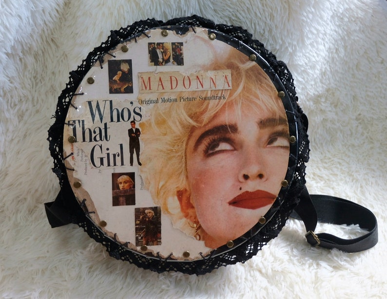 Unique Handmade Who's That Girl Vinyl LP Record Handbag Han Upcycled Vinyl Record Bag, Vinyl Record Sling Bag, 12 image 3