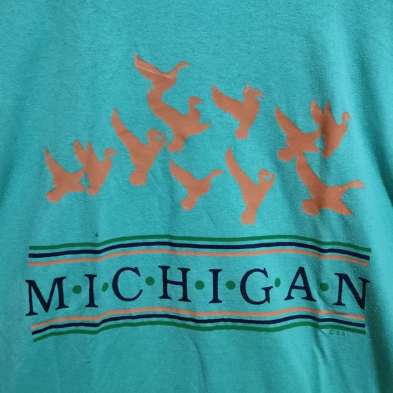 Vintage 80s MICHIGAN Ducks Mint Green T-shirt XL - image 1