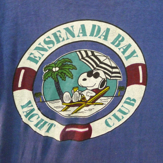Vintage 70s Ensenada Bay Yacht Club Snoopy Beach P