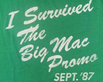 Vintage 87 I Survived The BIG MAC PROMO McDonald's T shirt, 80's Burger Wars Shirt