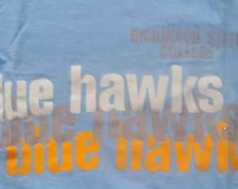 Vintage 80s DICKINSON State College BLUE HAWKS Tshirt