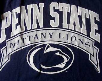 Vintage 80s NCAA Penn State Nittany Lions Football Logo 7 Jersey Shirt Blue