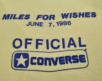 Vintage 80's 1986 Official CONVERSE Miles For Wishes Marathon Yellow T-shirt