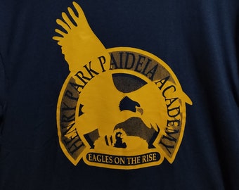 90s Vintage Henry Park Paideia Academy T-Shirt Dark Blue