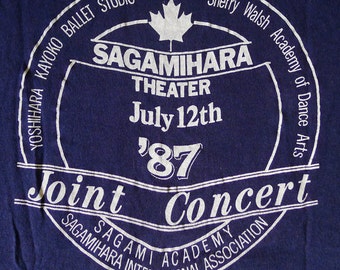 Vintage 1987 Sagami Academy Sagahimara Theater Joint Concert Blue T-Shirt