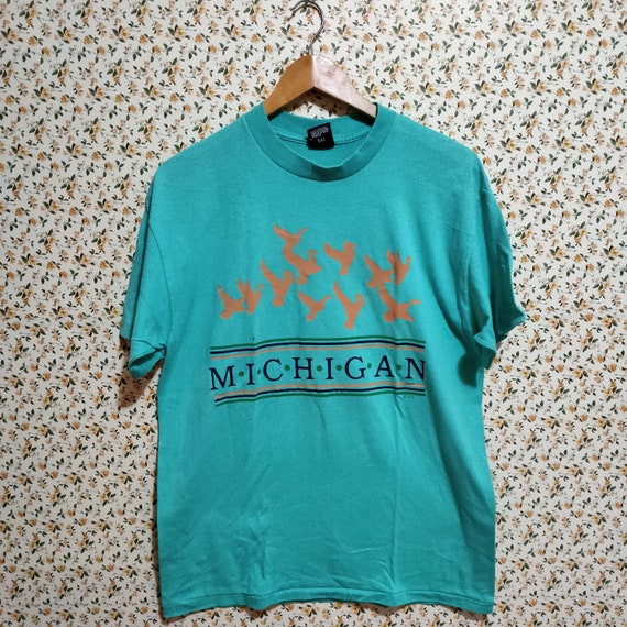 Vintage 80s MICHIGAN Ducks Mint Green T-shirt XL - image 2