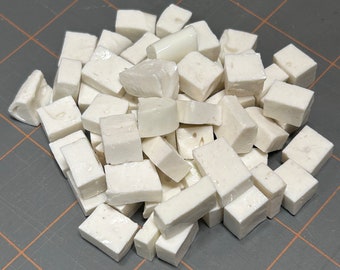 Vintage Italian SMALTI Milk White Mosaic Hand-Cut Art Glass, 1/4 lb, 4 oz. Mosaici Dona #80, ~60 Tiles