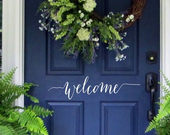 Farmhouse Front Door Welcome Decal - Rustic Welcome Wall Decal, Rustic Entryway Decor