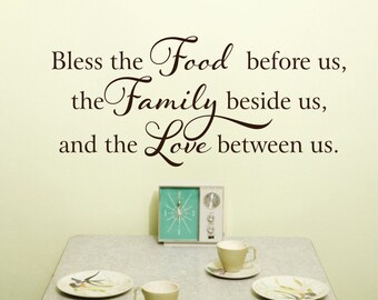 Bless The Food Before Us Wall Decal - Kitchen Wall Art, Food, Family, Love, Family Decal, Home Decor, Family Blessing, Personalized Gifts