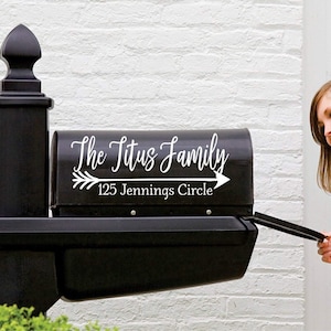 Rustic Custom Name Mailbox Sticker with Personalized Numbers