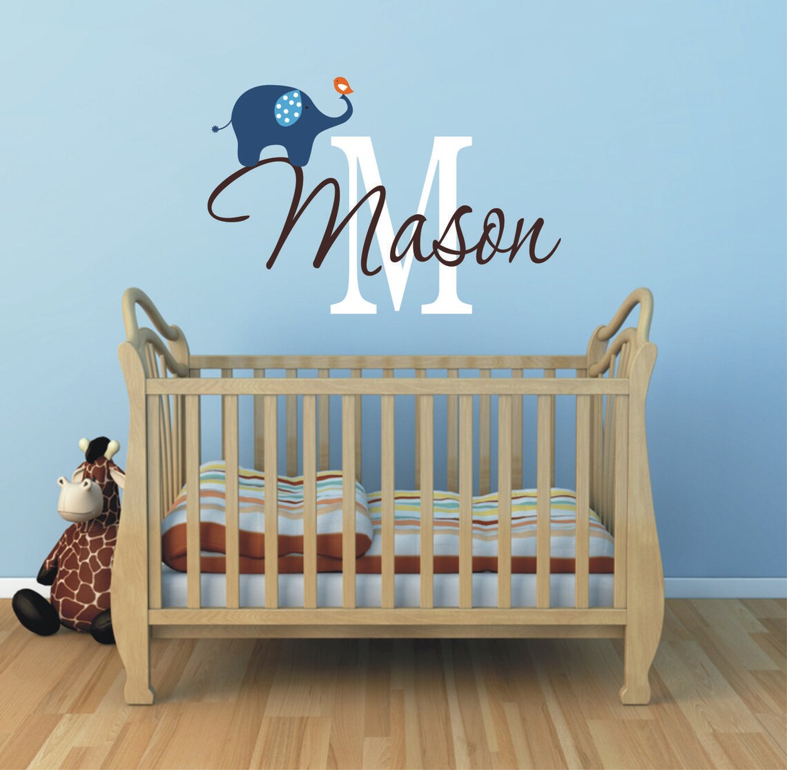 Elephant Wall Decal Nursery Wall Decal Boys Decal With Etsy
