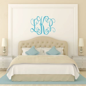 Custom Monogram Wall Decal // Initials Wall Decal // Monogram Decal // Bedroom Decal // Initials Decal // Wall Decor //Monogram Art image 3