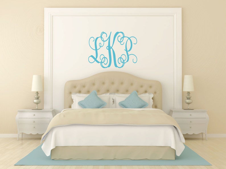 Custom Monogram Wall Decal // Initials Wall Decal // Monogram Decal // Bedroom Decal // Initials Decal // Wall Decor //Monogram Art image 3