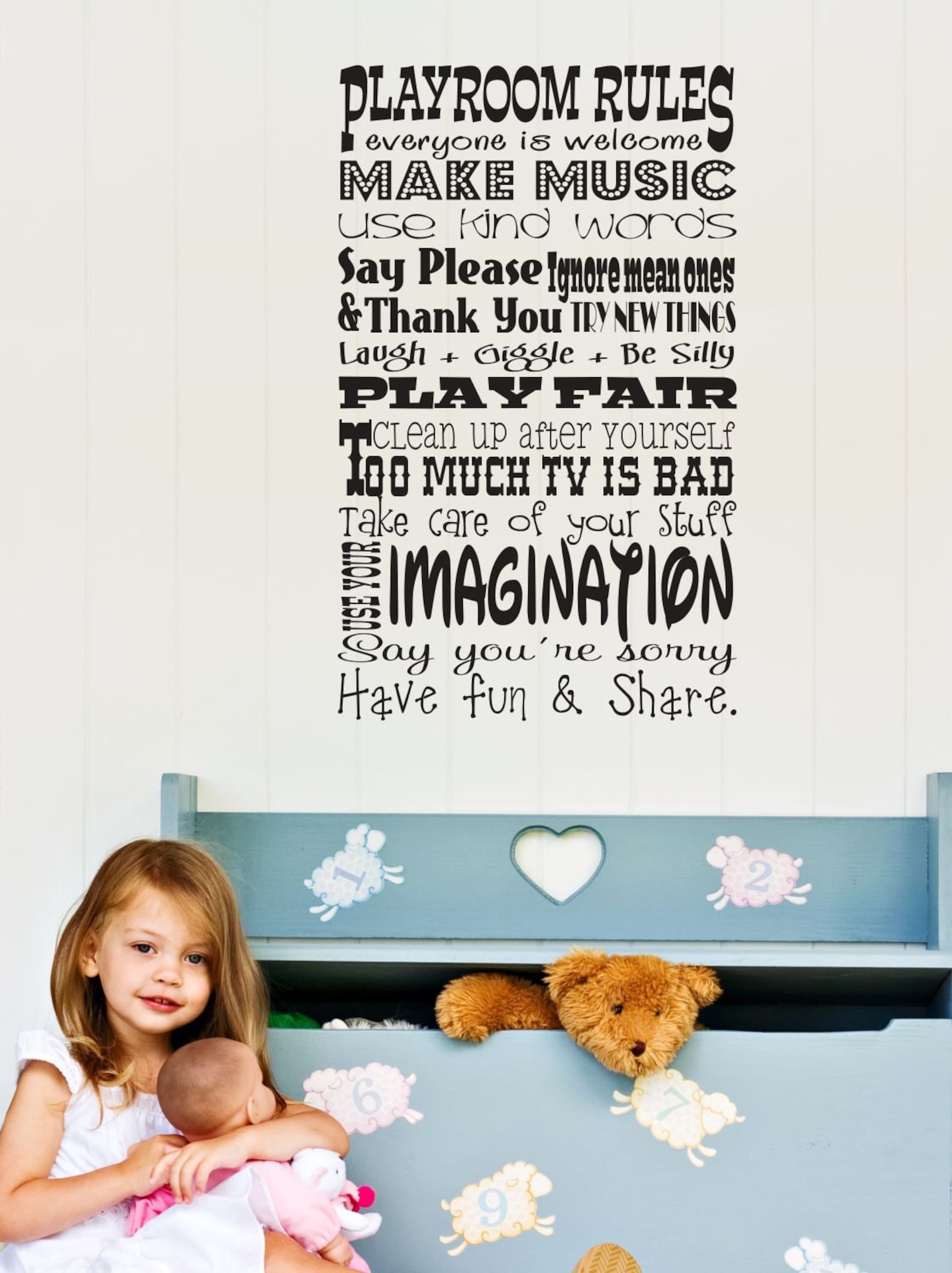 Childrens Wall Decor // Playroom Rules Wall Decal // Childrens Etsy