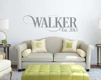 Custom Family Name Wall Decal With Established Date