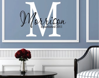 Wall Decals Personalized Family Name, Custom Name Wall Decal, Monogram Decal, Family Name Decal, Wedding Decal, Personalized Gifts