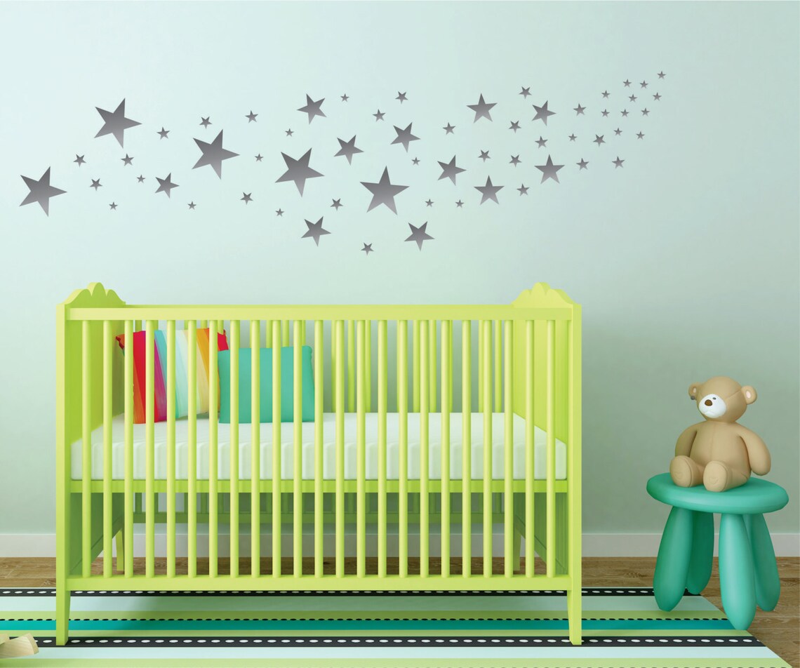 Gold Star Decals Sparkle Decals Nursery Decals Star Etsy