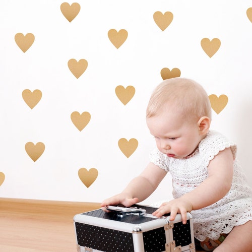 Gold Heart Wall Decals // Peel and Stick // Heart Wall Etsy