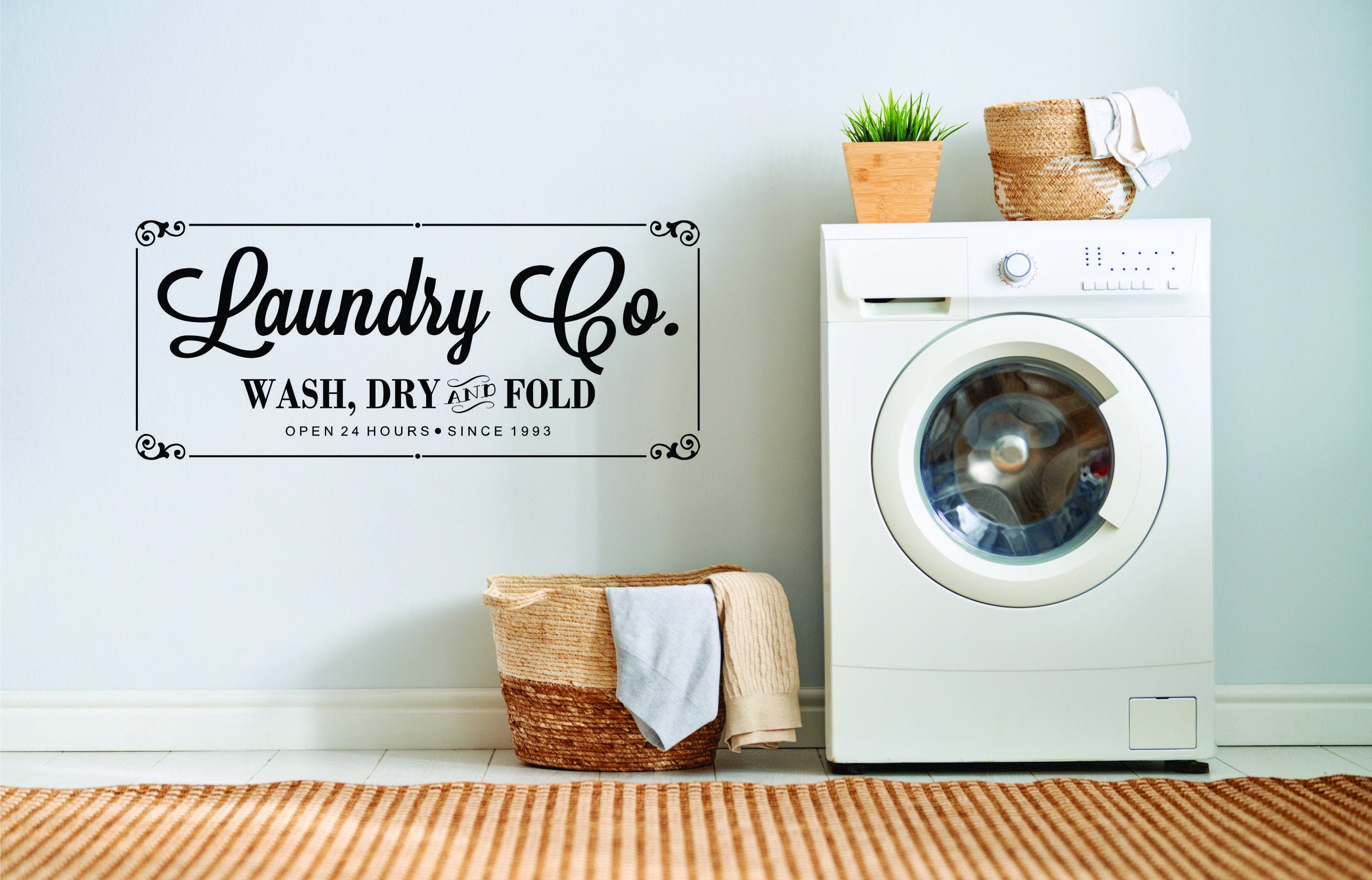 Lavandería sala decoración vinilo pared calcomanía lavandería | Etsy
