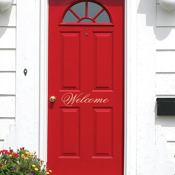 Welcome Door Decal | Front Door Decal | Vinyl Wall Lettering | Welcome Decal Front Door