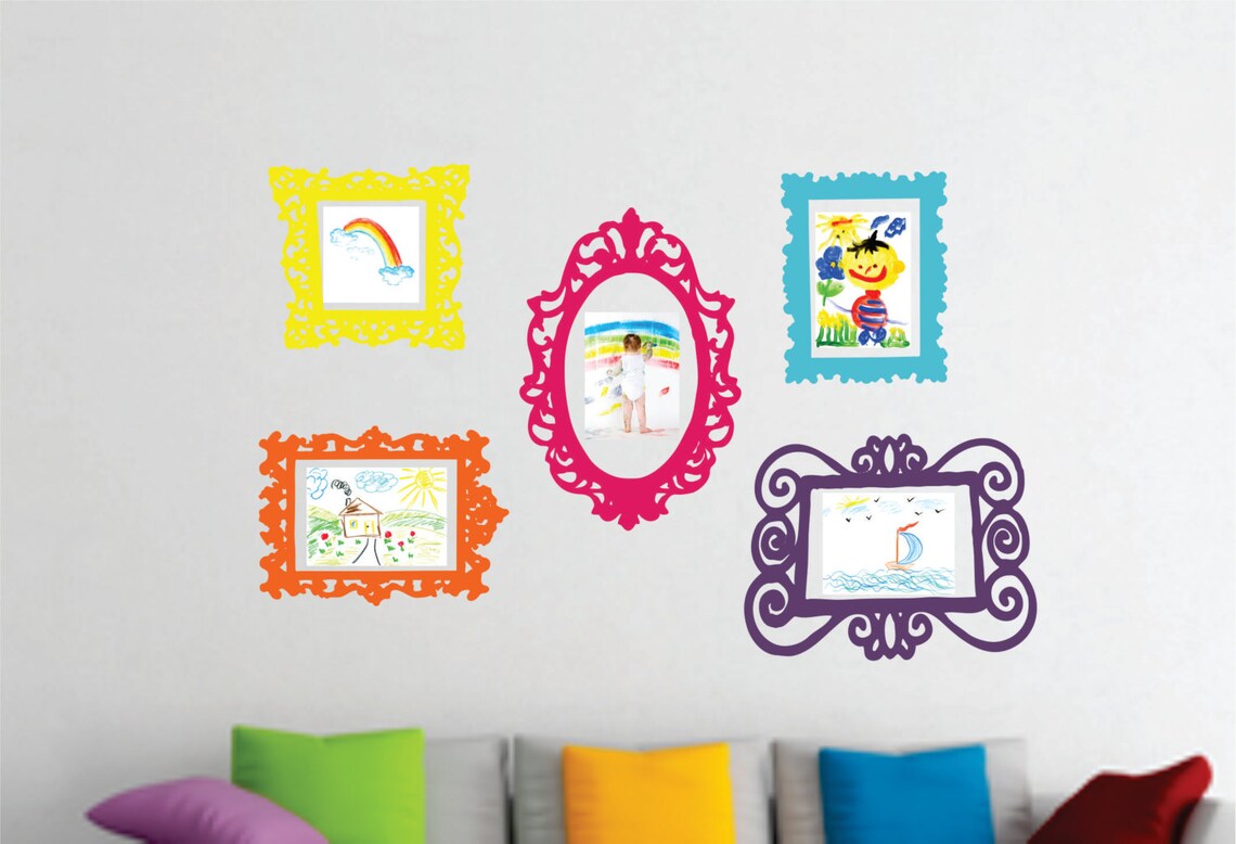 Wall Decal Set of 5 Frames Playroom Decor Bedroom Wall Etsy