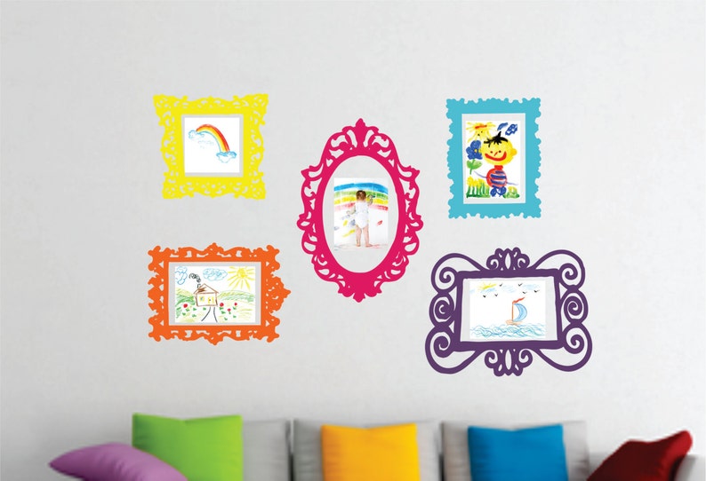 Wall Decal Set of 5 Frames Playroom Decor Bedroom Wall Decal Childrens Wall Decals Playroom Vinyl Wall Decals image 1