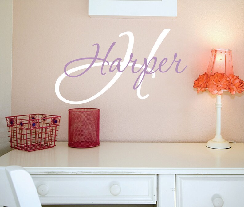 Girls Custom Name Wall Decal // Girl Name Decal // Monogram Wall Decal // Personalized Name // Girls Bedroom Decal // Girls Name Sign image 1