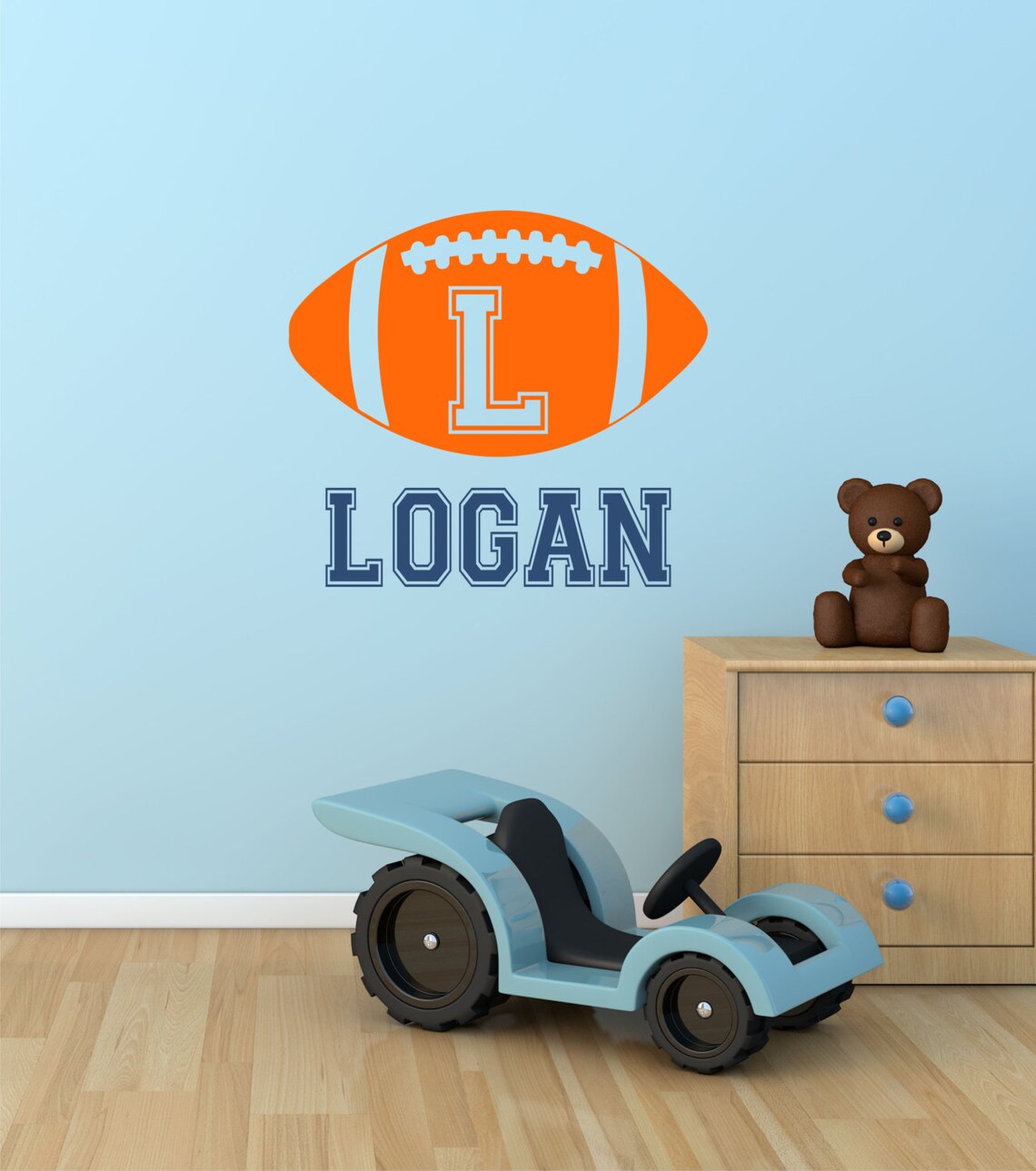 Football Custom Name Decal Name Wall Decals Sports Wall Etsy