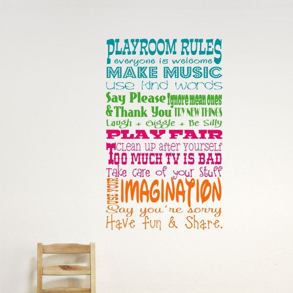 Childrens Wall Decor // Playroom Rules Wall Decal // Childrens Playroom Wall Decal // Childrens Wall Decal // Playroom Decor