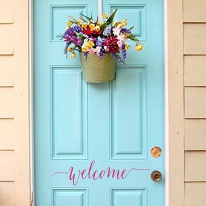 Farmhouse Front Door Welcome Decal Rustic Welcome Wall Decal, Rustic Entryway Decor image 4