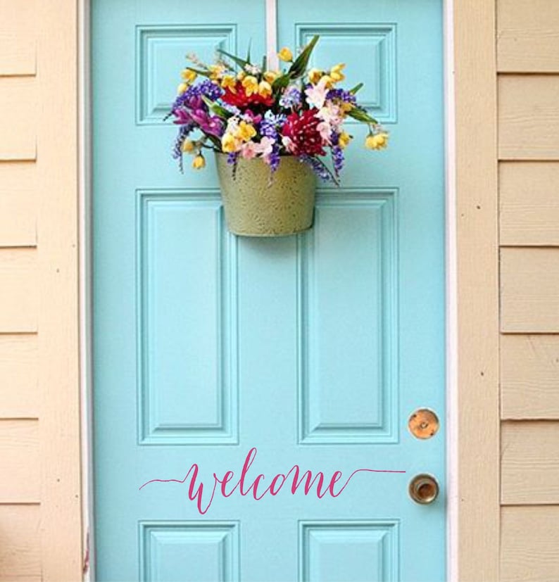 Farmhouse Front Door Welcome Decal Rustic Welcome Wall Decal, Rustic Entryway Decor image 4