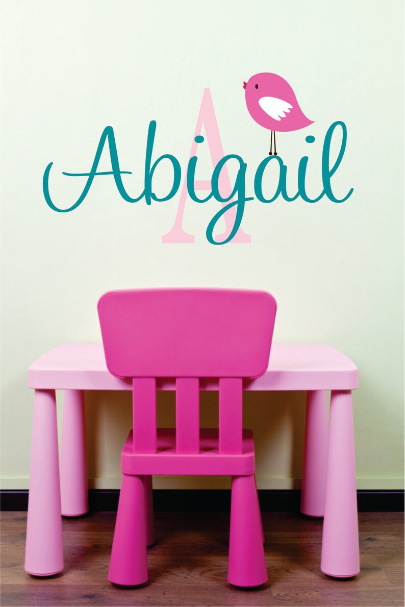 Bird Wall Decals Vinyl Stickers Monogram Decal Name Decal Etsy