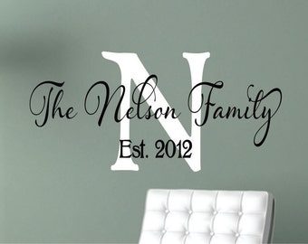 Custom Family Name Wall Decal // Customized Monogram Decal // Family Name Decal // Established Date Decal // Family Sign // Wedding Decal