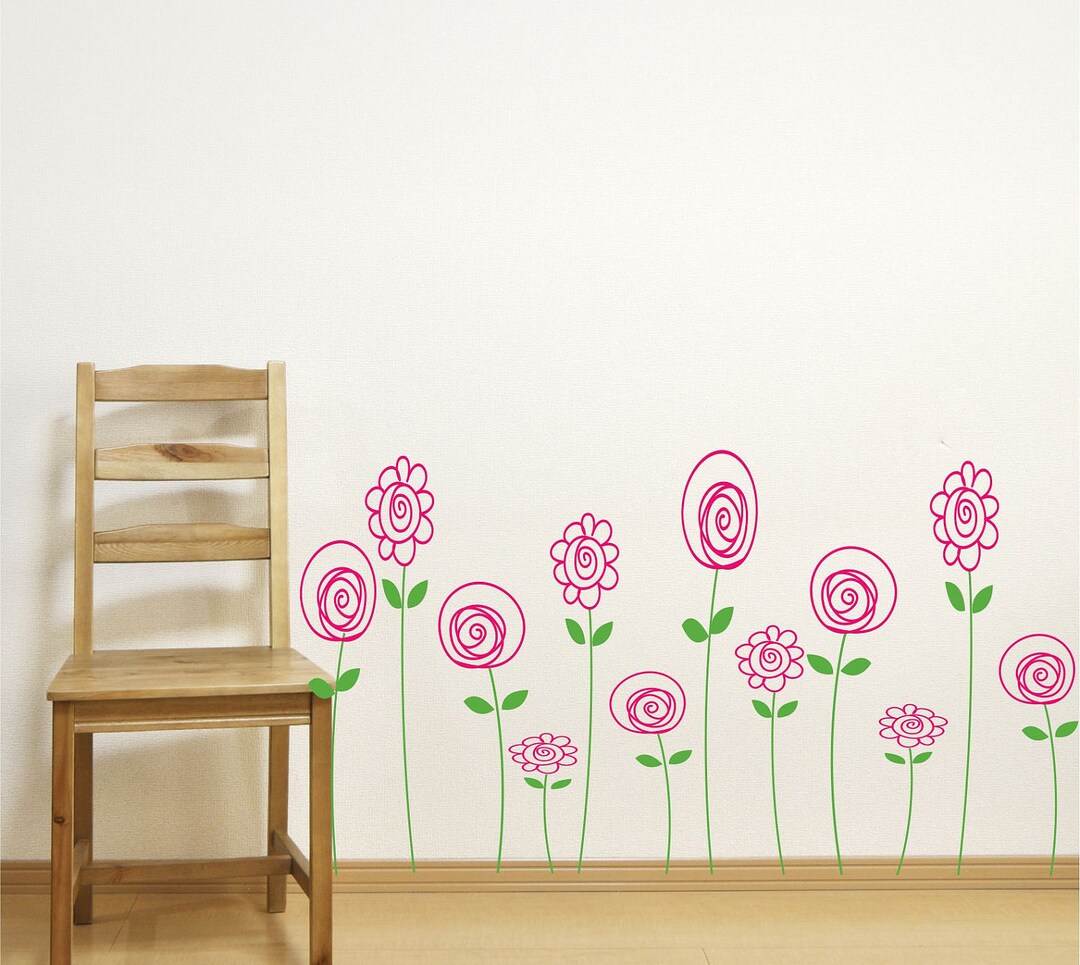 Childrens Wall Decals Flower Decals Doodle Flowers Kids - Etsy