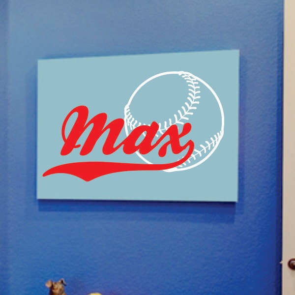 Baseball Decal, Name Wall Decals, Vinyl Name Decal, Vinyl Lettering, Wall Decal Boys Room, Kids Room Decor, Bedroom Wall Art, Personalized