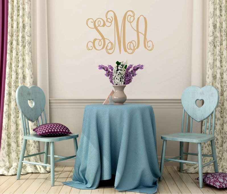 Custom Monogram Wall Decal // Initials Wall Decal // Monogram Etsy