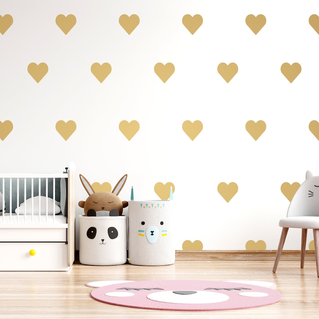 Gold Heart Wall Decals for Nursery or Bedroom Decor - Removable and ...