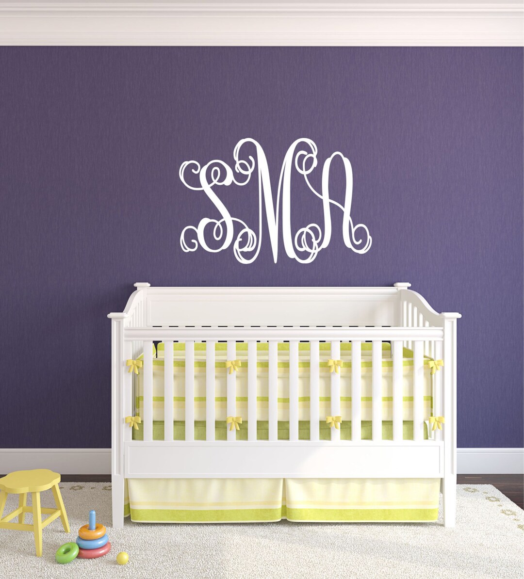 Custom Monogram Wall Decal // Initials Wall Decal // Monogram Etsy