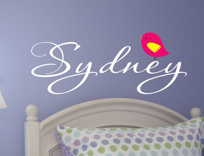 Wall Decals Kids Room Sign Custom Vinyl Decal Teen Room Decor Vinyl Stickers Wall Art Bedroom Decor Bird Wall Decal Girls Name Sign