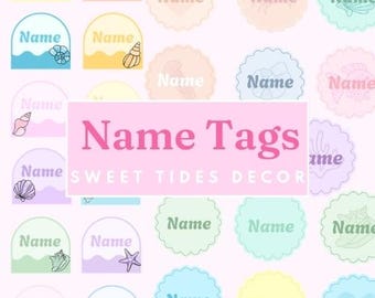 Etiquetas para nombres de estudiantes Sweet Tides / Más vendidas / Decoración de aula con temática oceánica en tonos pastel (Descarga instantánea)